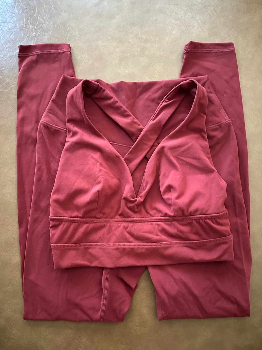 BuffBunny Collection Maroon Alpha Set - Crisscross Detail
